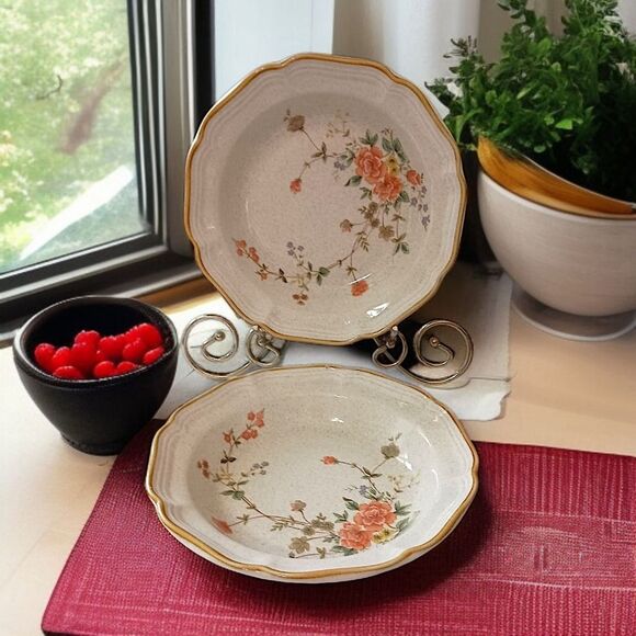2 Mikasa Garden Club Silk Bouquet Bowls Soup Cereal Stoneware Vintage Cottage - Picture 16 of 16